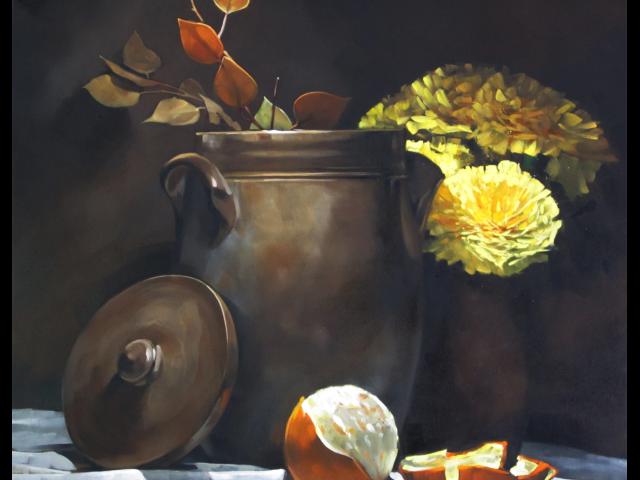 Seed Pot Flowers, Oil on Canvas