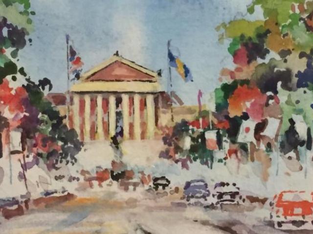 Art Museum in the Fall, Watson, Watercolor